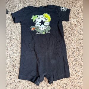 Converse Kids Black Bodysuit with Dinosaur Print - 12 Months